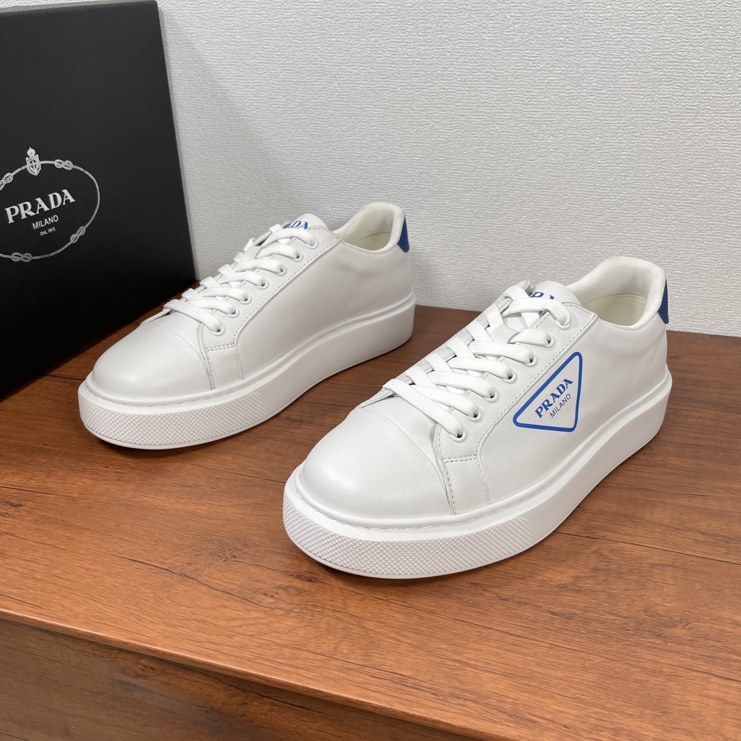 Prada Leather Low-Top Sneakers White/Blue, Size 38-44 | 2EE701-1 2 cmp i1740136443893 9883 0 0