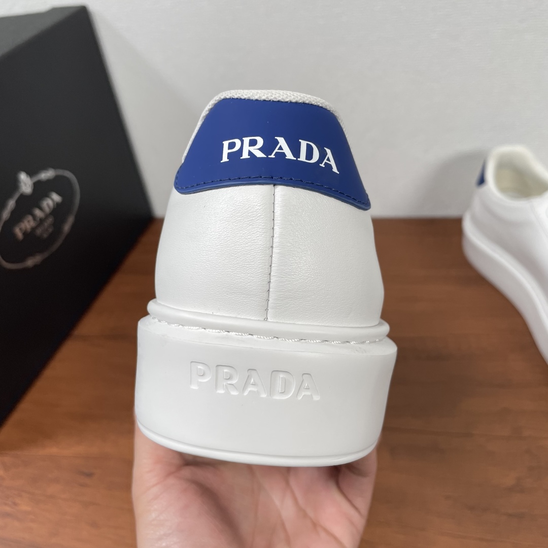 Prada Leather Low-Top Sneakers White/Blue, Size 38-44 | 2EE701-1 6 cmp i1740136443895 345 0 4