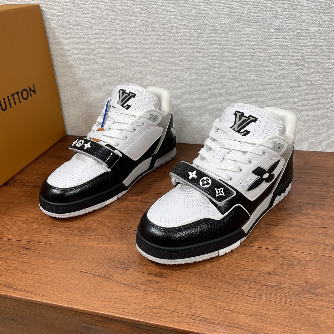 Louis Vuitton Trainer Sneaker: Leather, Monogram Accents, Comfortable Fit