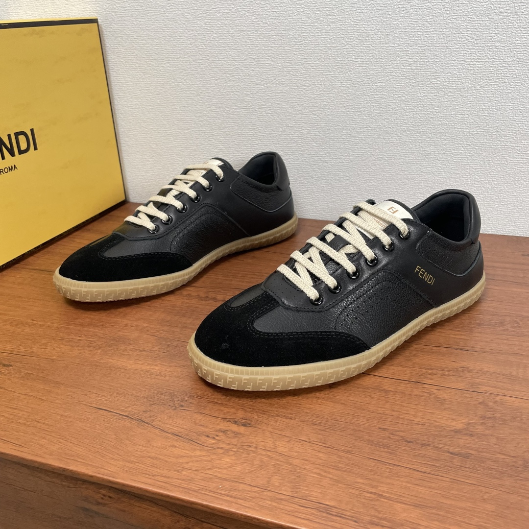 NO:351600,Coded [Couple Model] Fendi Flair Leather Sneaker Low Flair Series Low-top Retro versatile German-style casual sports shoes 