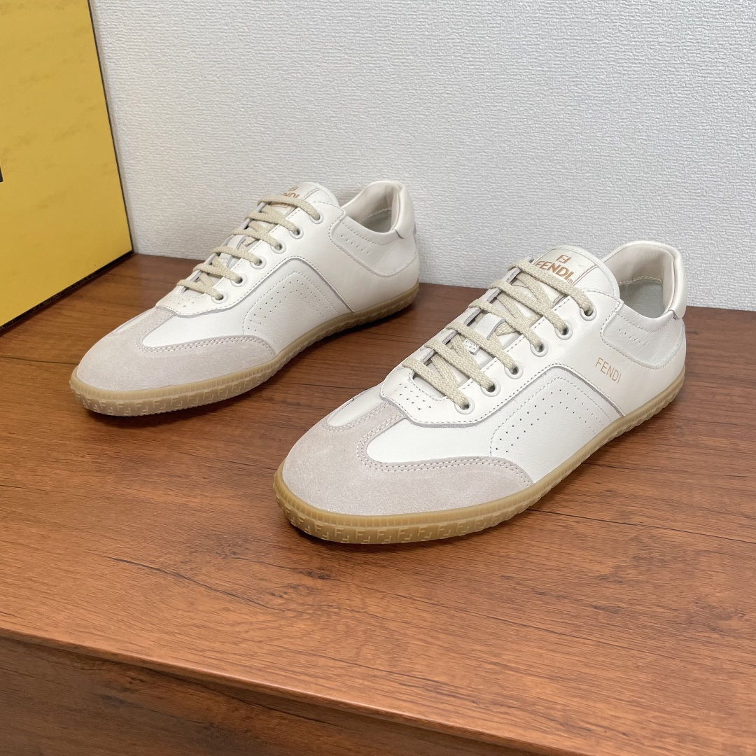 NO:351620,Coded [Couple Model] Fendi Flair Leather Sneaker Low Flair Series Low-top Retro versatile German-style casual sports shoes 
