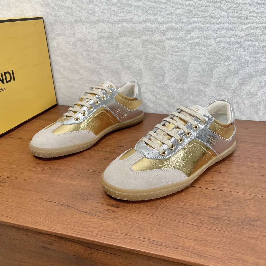 NO:351636,Coded [Couple Model] Fendi Flair Leather Sneaker Low Flair Series Low-top Retro versatile German-style casual sports shoes 