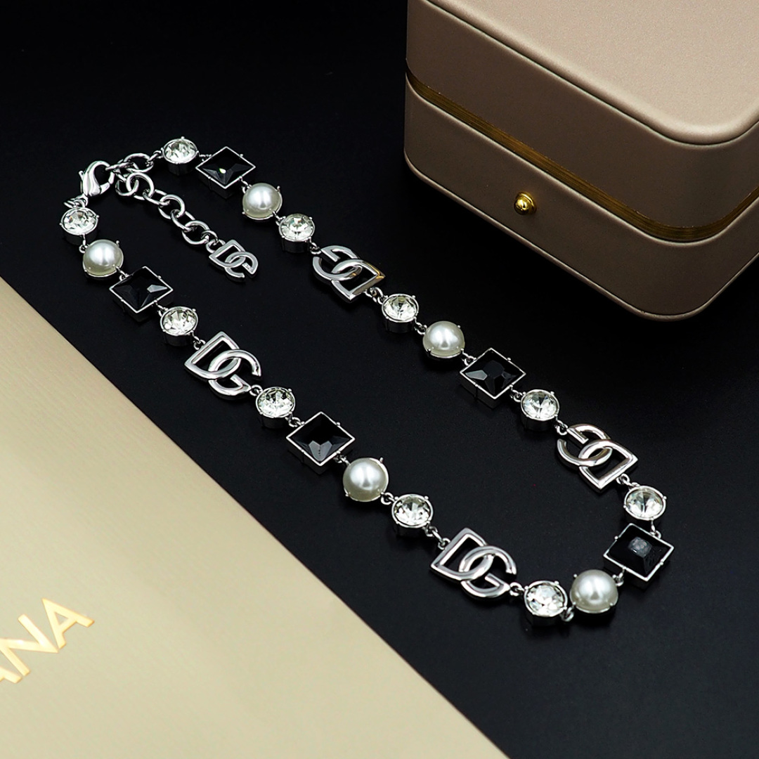 ¥340 DUJABANA BLACK AND WHITE DIAMOND PEARL NECKLACE - 图片 5