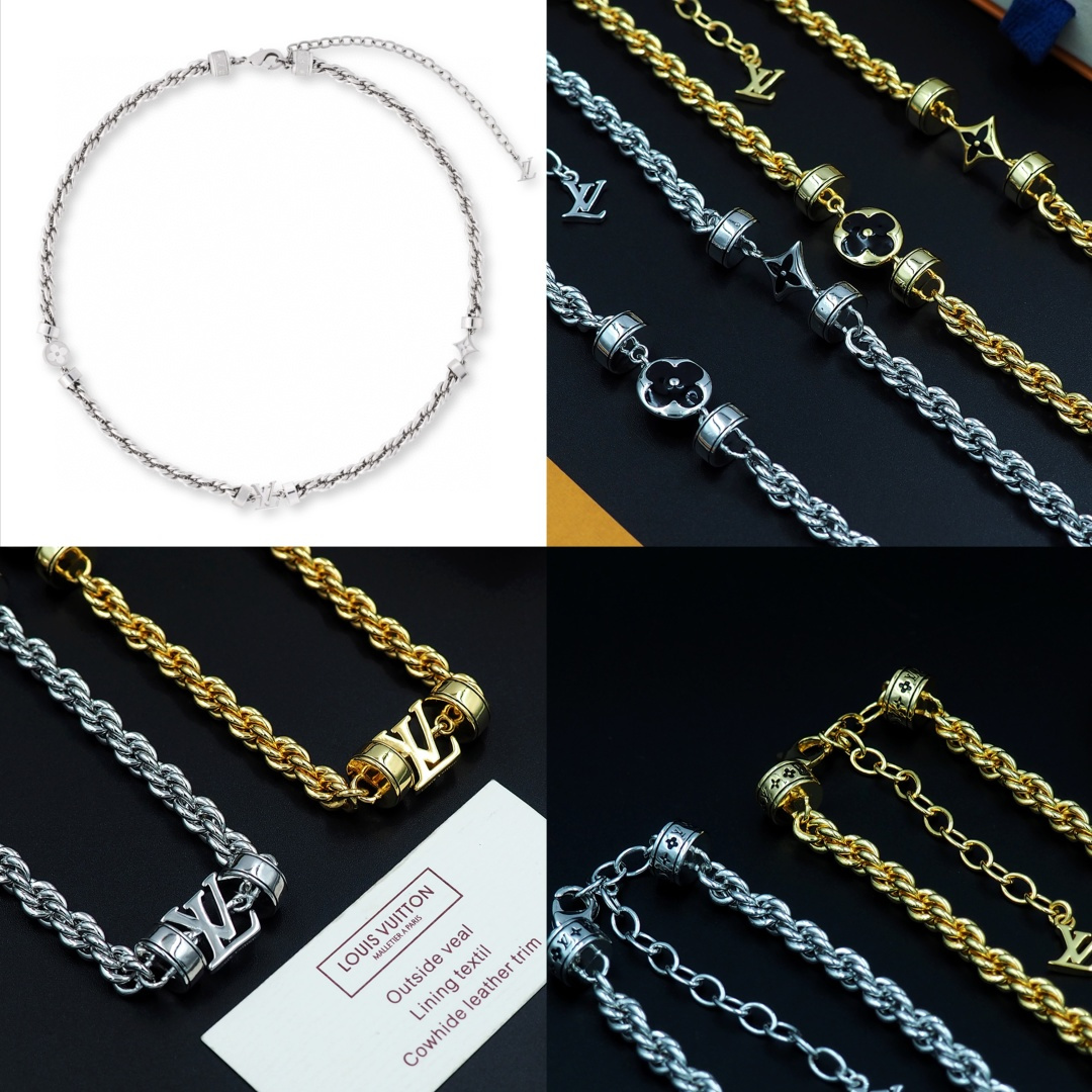 Louis Vuitton 驴家LVWire 项链于意大利匠心制作 以黄铜链环描摹粗绳质感 经做1日处理流露时光摩拳的痕迹