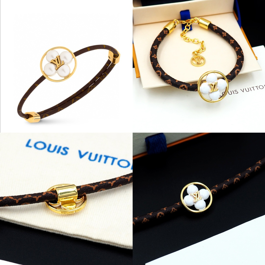 NO:575475,The LVPearty Flower leather bracelet from Pilujia interprets the brand's classic style with elegant brushstrokes and meticulous details. The Monogram leather cord is blended with the lustrous Monogram flower beads, and the dazzling LV letters are perched on it. Bracelet XB853-3876, jewelry boutique, louis vuitton, louis vuitton, louis vuitton, bracelet19860909批驴家LVPearty Flower 皮手镯以考究笔触和入微细节诠释品牌经典风范、Monogram 皮革线绳融入莹润 Monogram 花卉珠饰,耀目LV字母栖身其上. 手镯XB853-3876,饰品精品,louis vuitton,louis vuitton,louis vuitton,bracelet,Jewelry