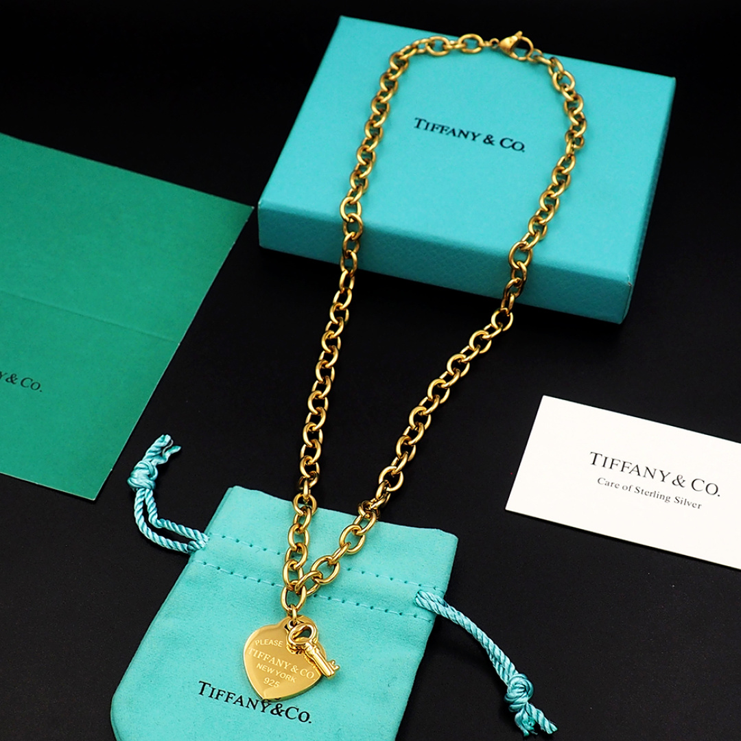 Tiffany класічны крыжаваны двухколерны калье, таўсмае залачэнне, элегантнае і мілае, раскошнае і шыкоўнае — топ-якасць