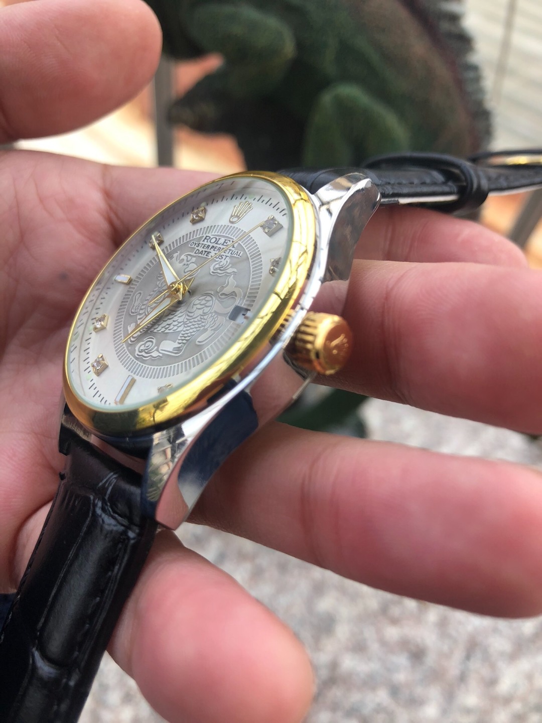 售价:104💰手表之家版🔎广州西站款(原机芯定制,官网可查询品牌)劳力士切利尼，18k金白金版本|机械表全自动，顶级限量版，非常精准，绝美珍品，钻石白金版，托飞轮