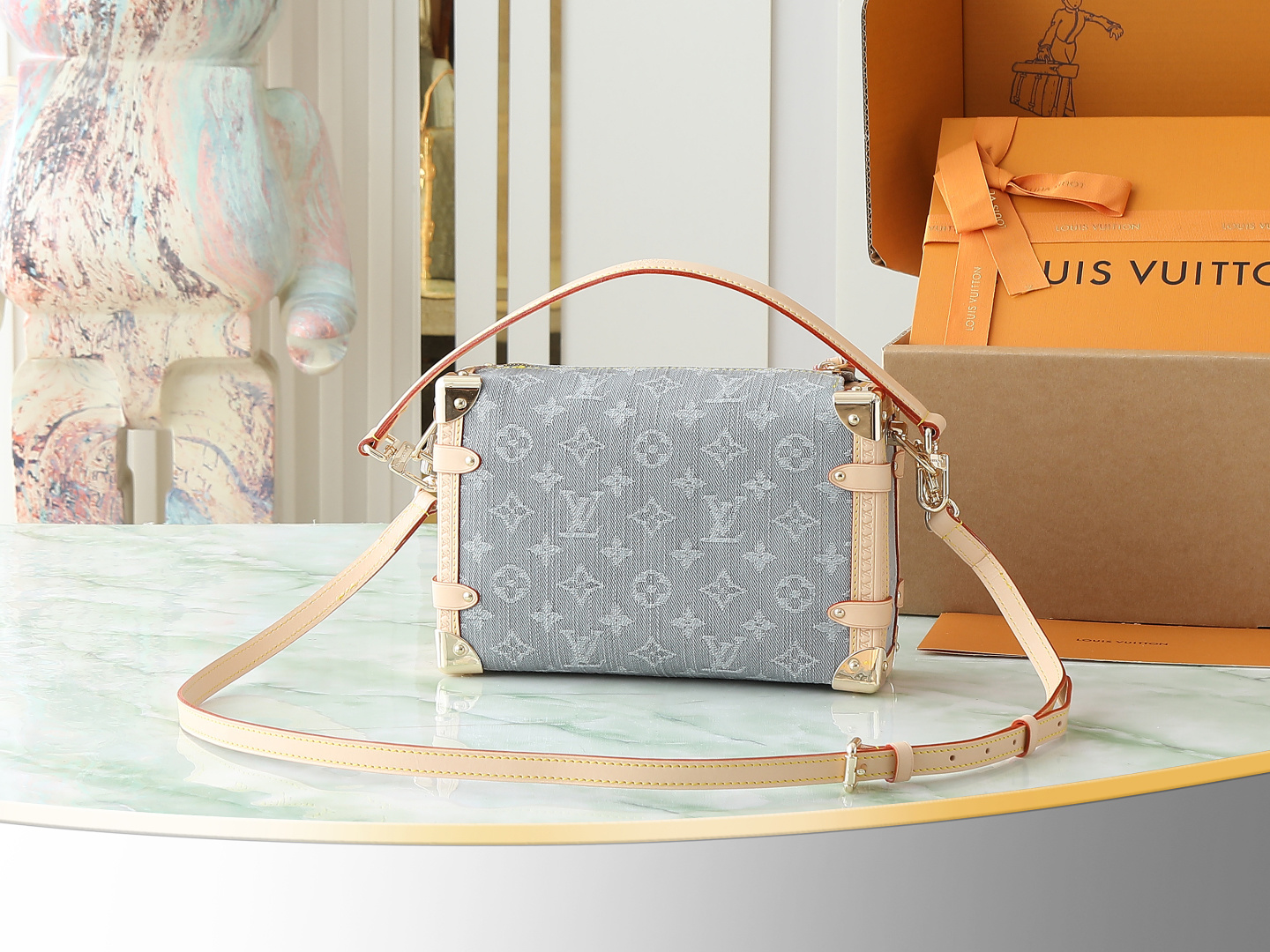 【顶级原单 独家实拍】M13285新灰色 牛仔布软盒子 Side Trunk 中号手袋 以 Louis
