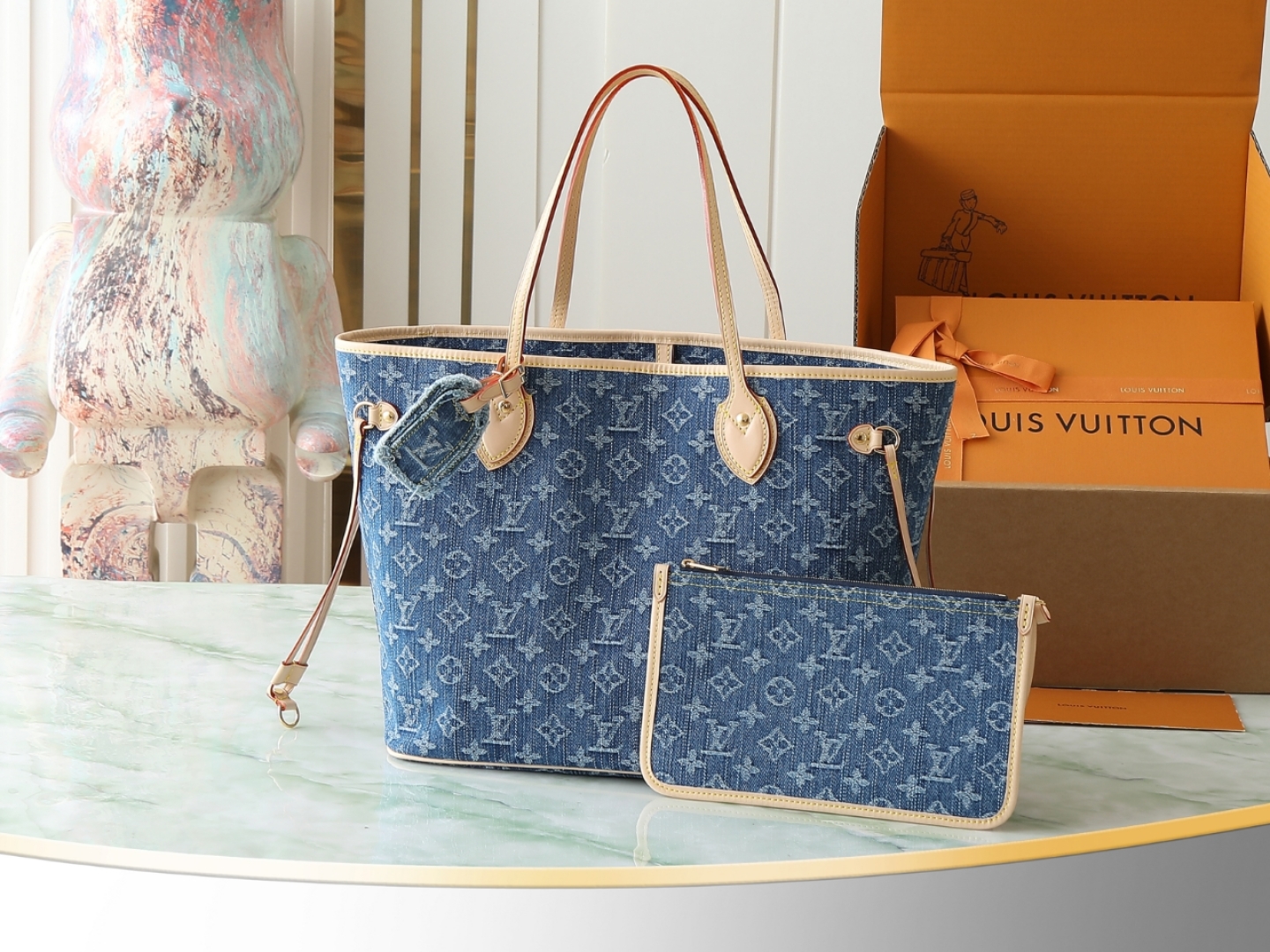 【顶级原单 独家实拍】M13192蓝色 丹宁牛仔购物袋 Neverfull MM 手挽袋 這款標誌性Ne