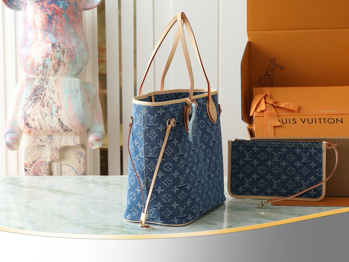 【顶级原单 独家实拍】M13192蓝色 丹宁牛仔购物袋 Neverfull MM 手挽袋 這款標誌性Ne