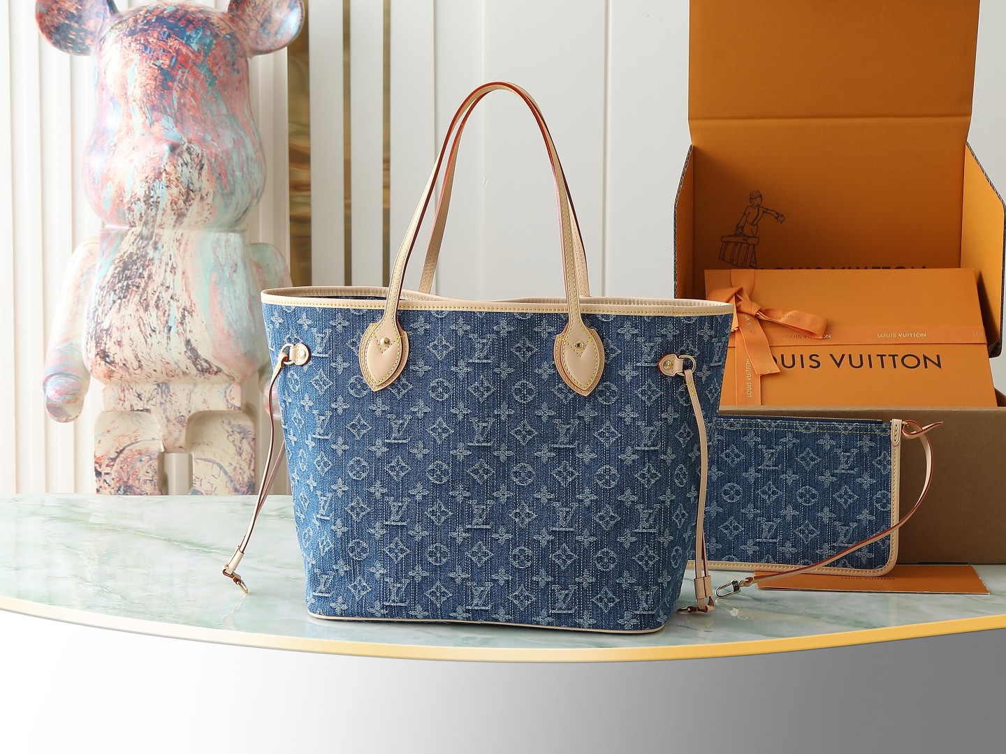【顶级原单 独家实拍】M13192蓝色 丹宁牛仔购物袋 Neverfull MM 手挽袋 這款標誌性Ne