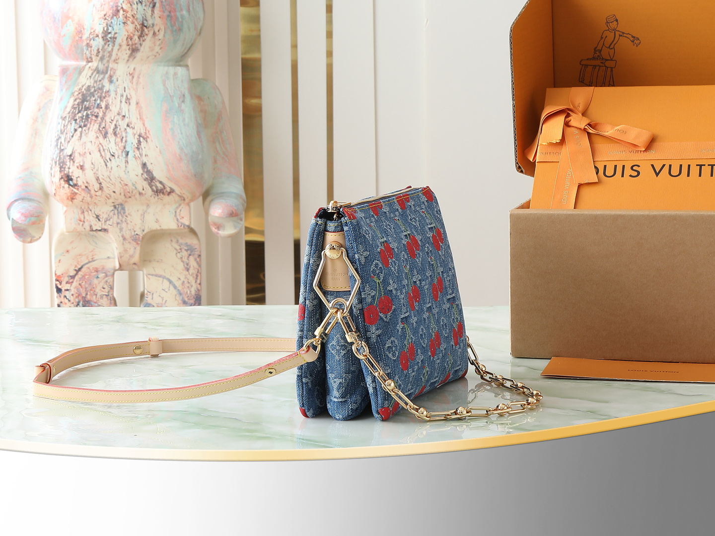 【顶级原单 独家实拍】M14978刺绣樱桃🍒牛仔 链条包系列 Coussin 小号手袋 本款 Couss