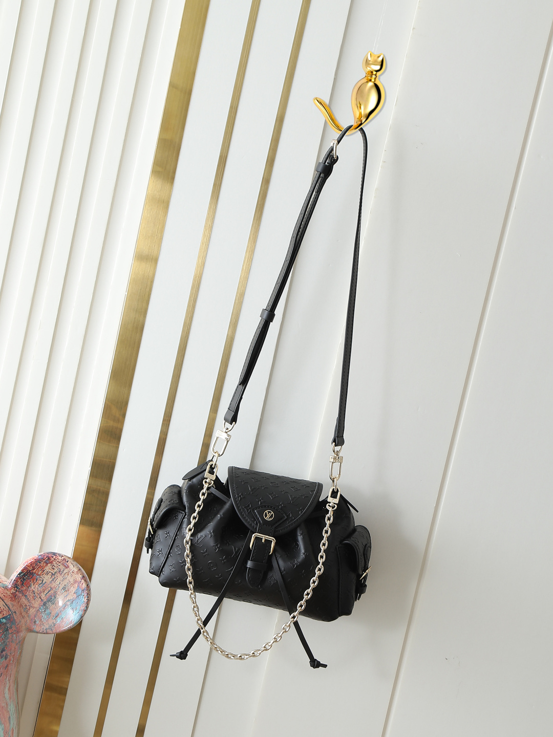 M25554 Bolso bombonera de piel negro Bolso Odyssée