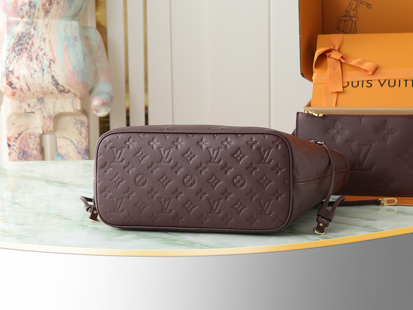 【顶级原单 独家实拍】M46599酒红 M45686 全皮压花购物袋系列 Neverfull 中号手袋
