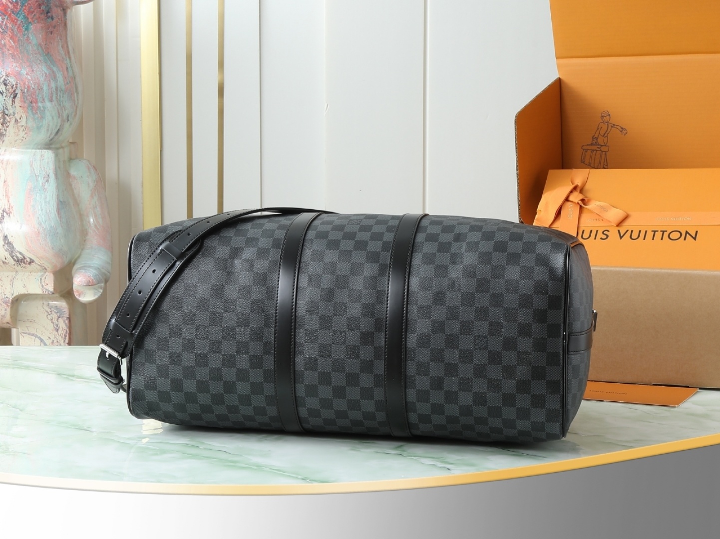 【顶级原单 独家实拍】N41416黑格 KEEPALL 50旅行袋(配肩带)这款以Damier Grap