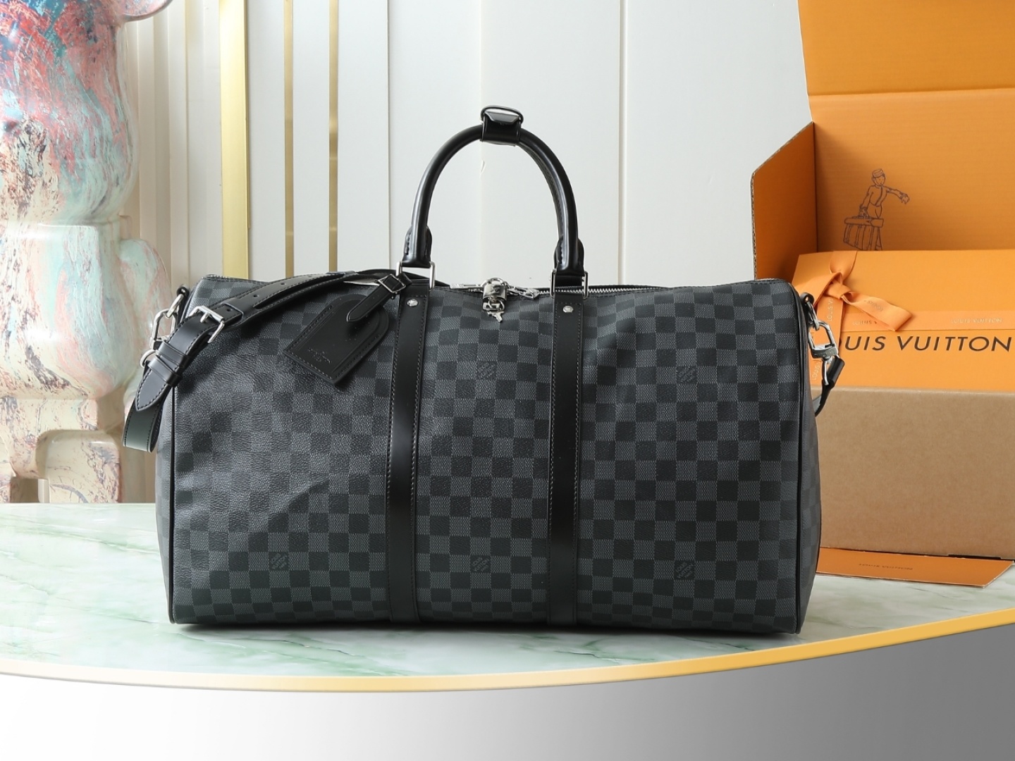 【顶级原单 独家实拍】N41416黑格 KEEPALL 50旅行袋(配肩带)这款以Damier Grap