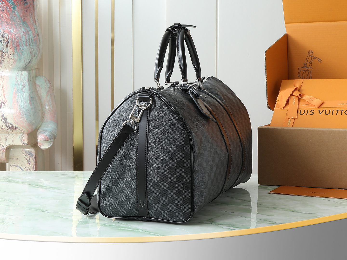 【顶级原单 独家实拍】N41416黑格 KEEPALL 50旅行袋(配肩带)这款以Damier Grap