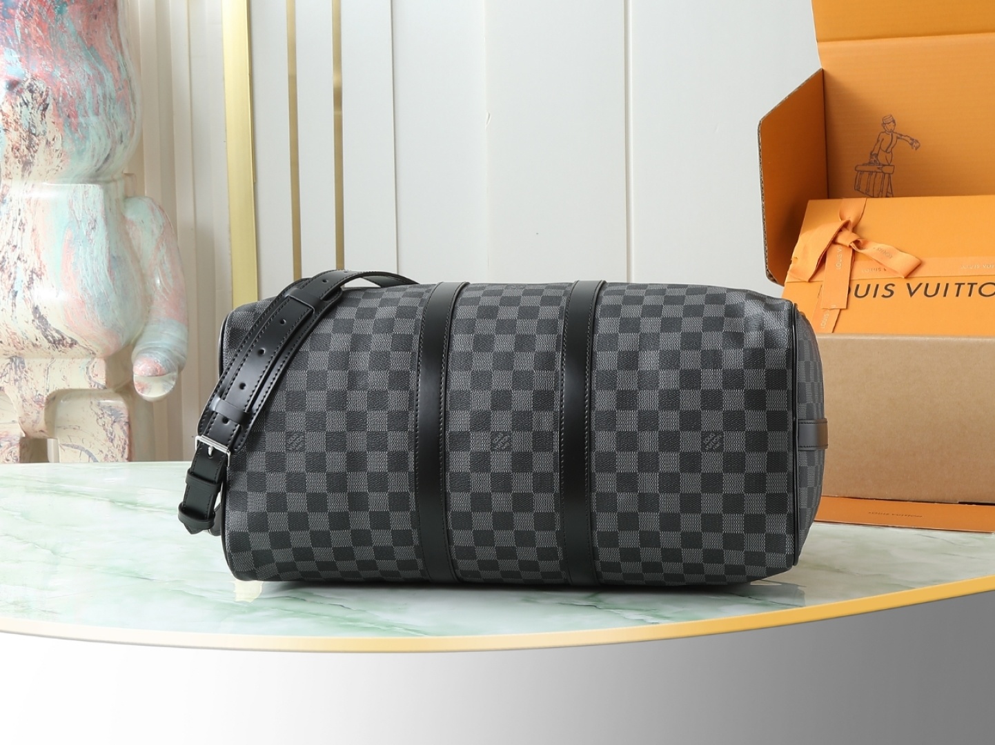 【顶级原单 独家实拍】N41418黑格 KEEPALL 50旅行袋(配肩带)这款以Damier Grap