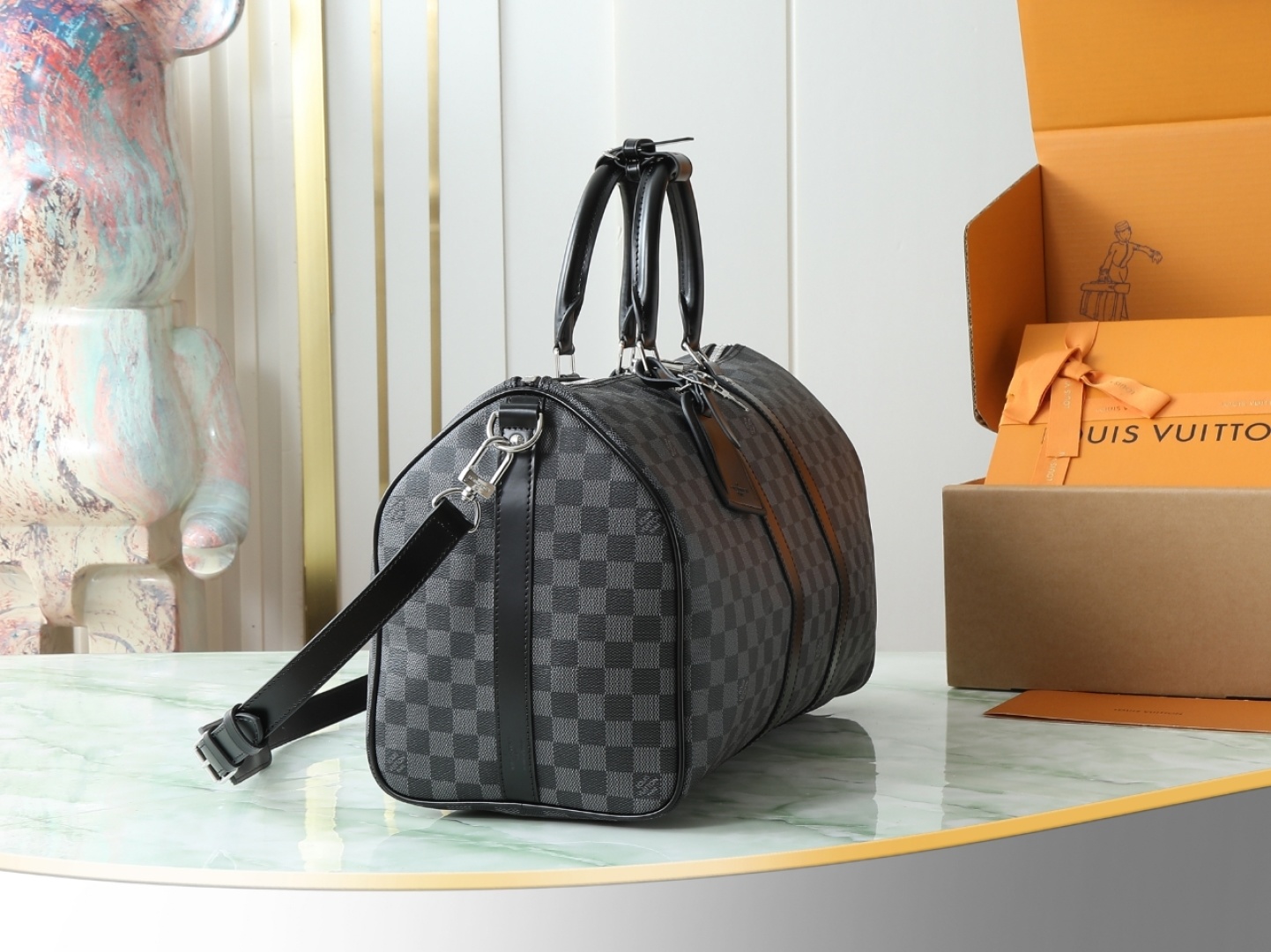 【顶级原单 独家实拍】N41418黑格 KEEPALL 50旅行袋(配肩带)这款以Damier Grap