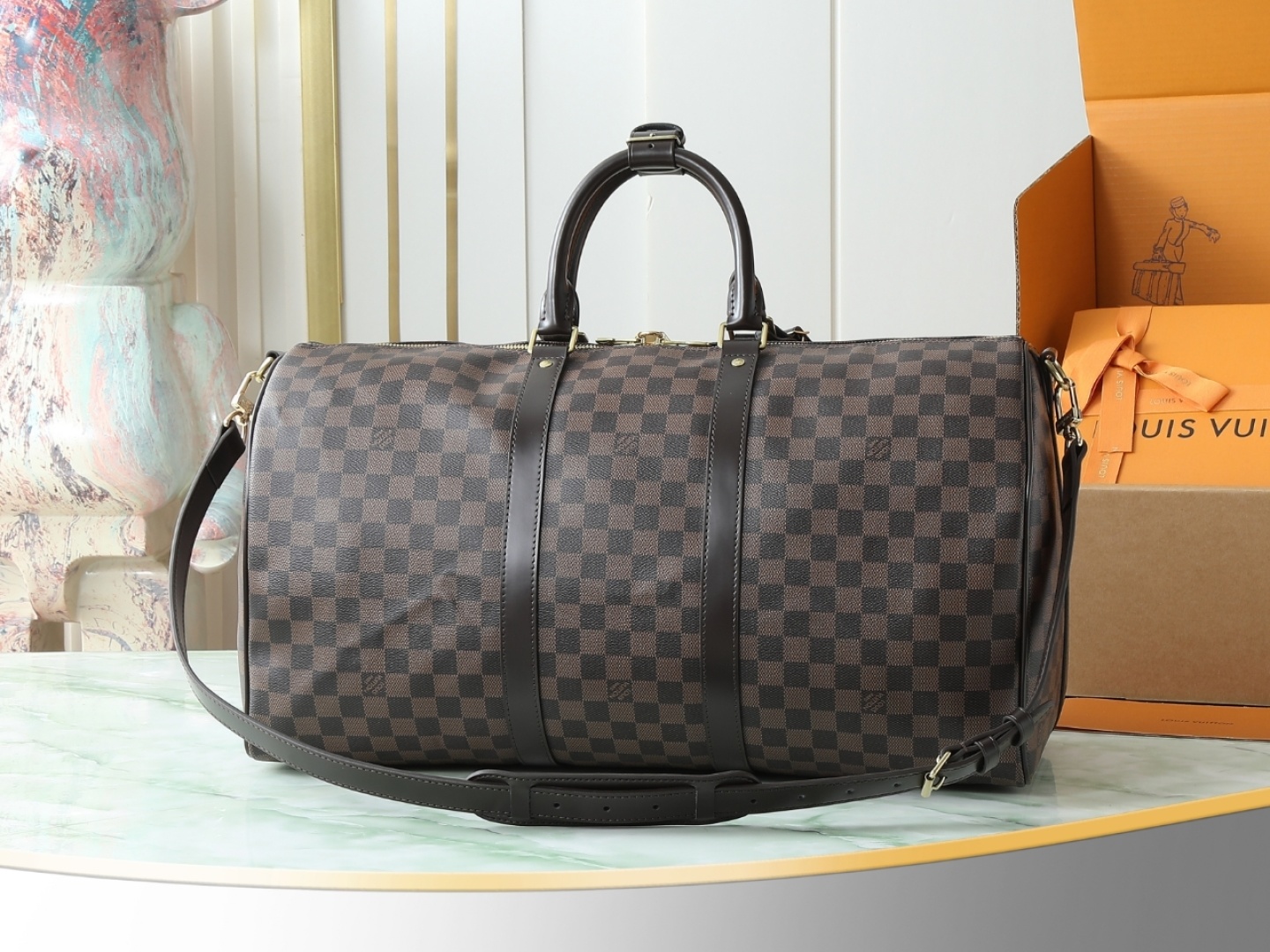 【顶级原单 独家实拍】M41416啡格 KEEPALL 50旅行袋(配肩带)这款以Damier Grap