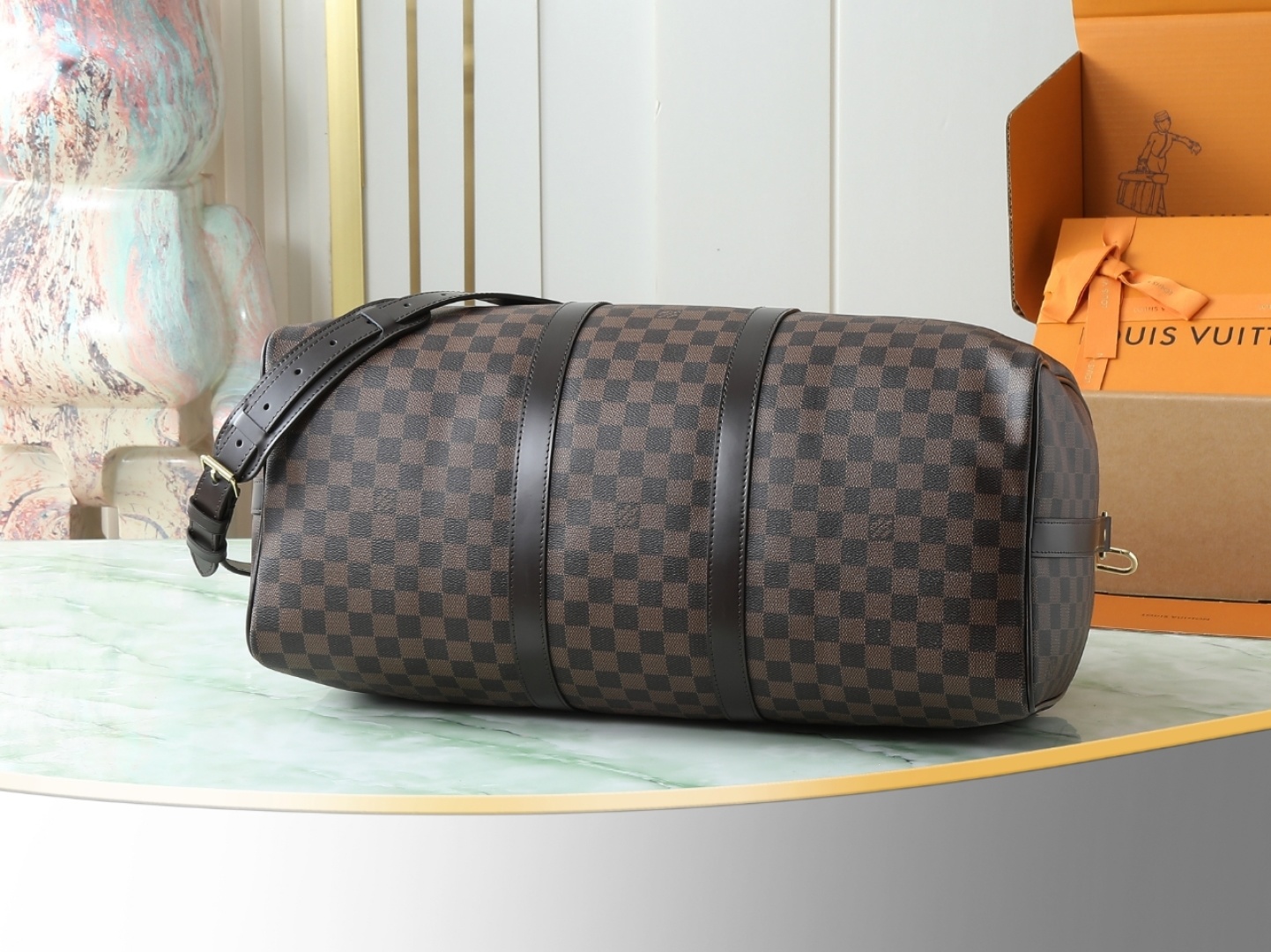 【顶级原单 独家实拍】M41416啡格 KEEPALL 50旅行袋(配肩带)这款以Damier Grap
