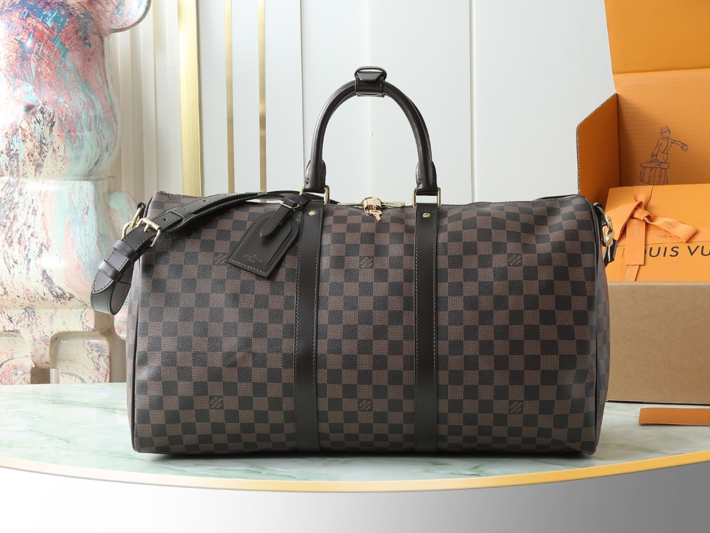 【顶级原单 独家实拍】M41416啡格 KEEPALL 50旅行袋(配肩带)这款以Damier Grap