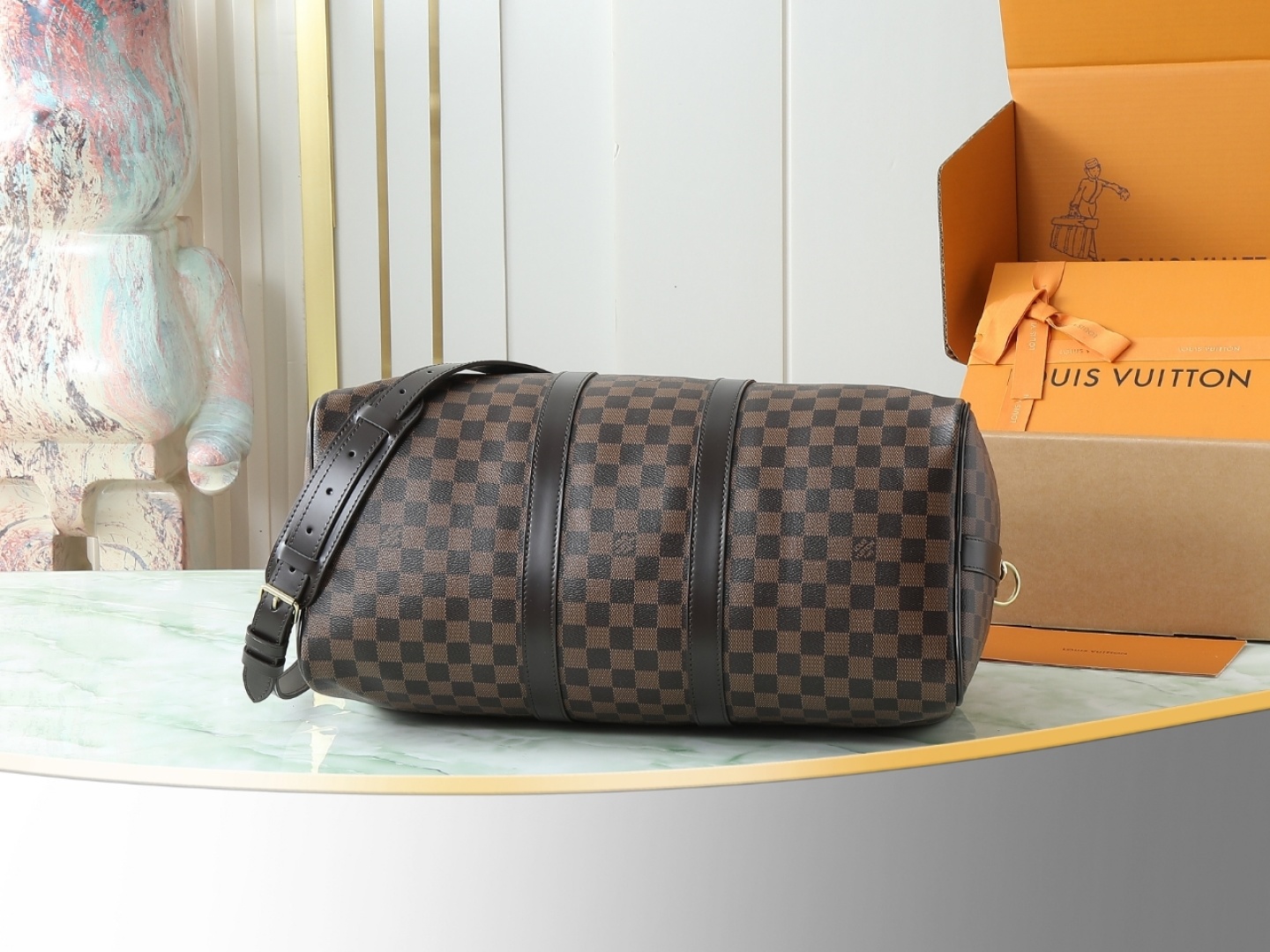 【顶级原单 独家实拍】M41418啡格 KEEPALL 50旅行袋(配肩带)这款以Damier Grap