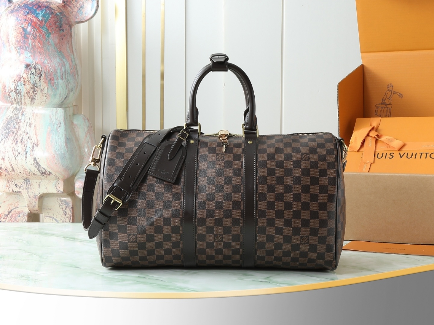 【顶级原单 独家实拍】M41418啡格 KEEPALL 50旅行袋(配肩带)这款以Damier Grap