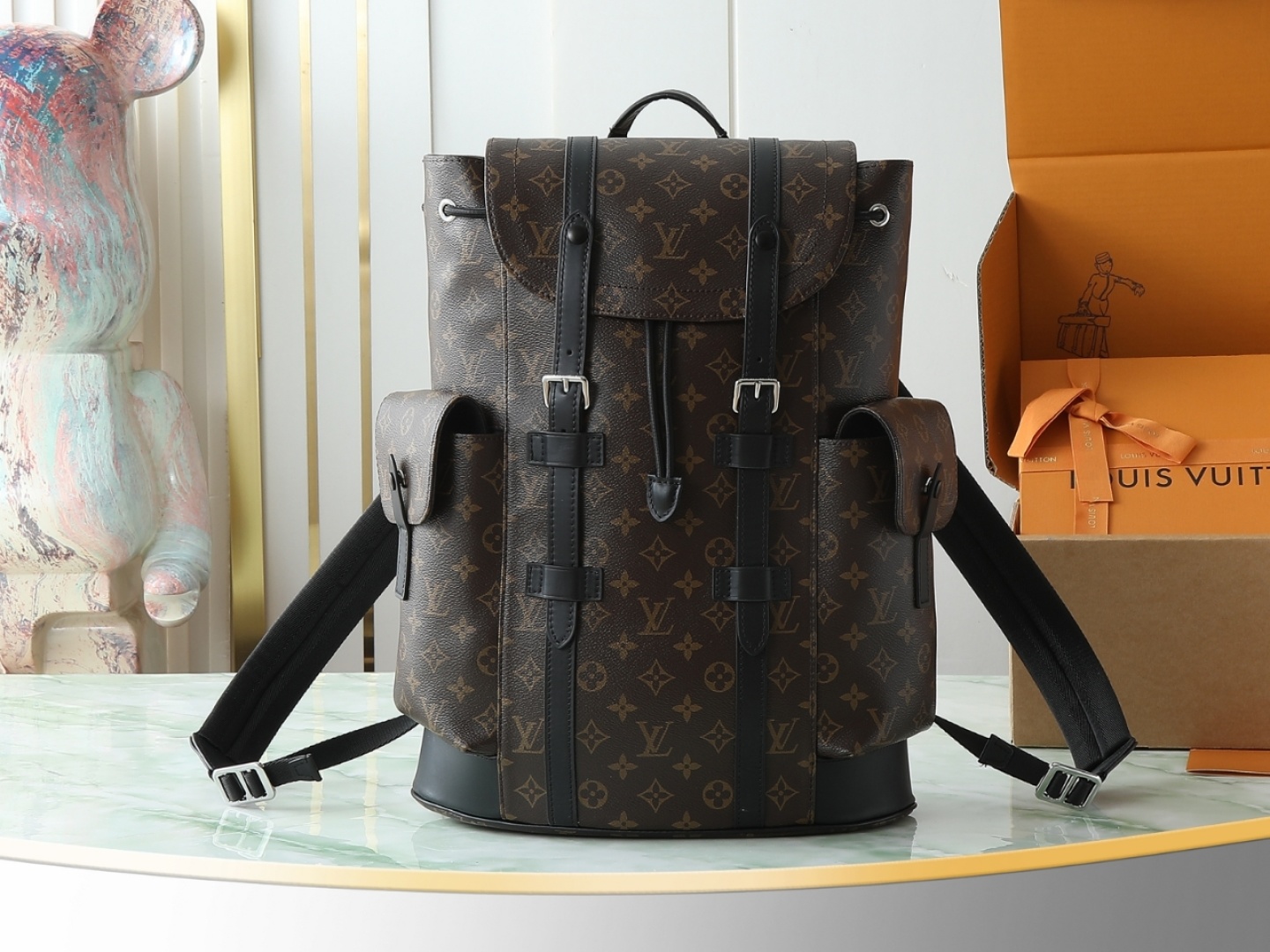 【顶级原单 独家实拍】M43735 老花Christopher 小号双肩包以 Monogram 帆布演绎