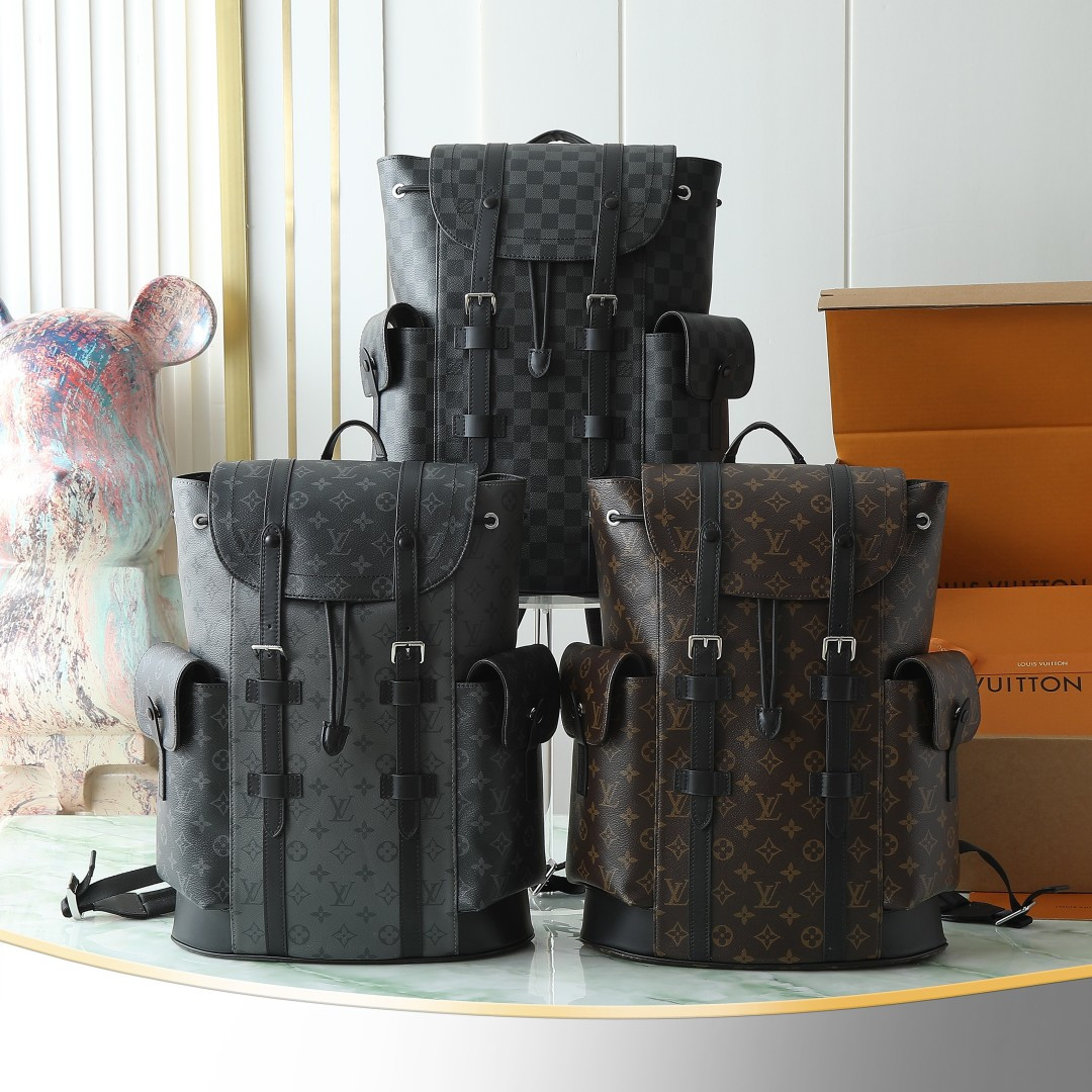 M45419 Flor Gris N41379 Cuadros Negros M43735 Serie Mochila Combinada de Cuero Negro Presbicia