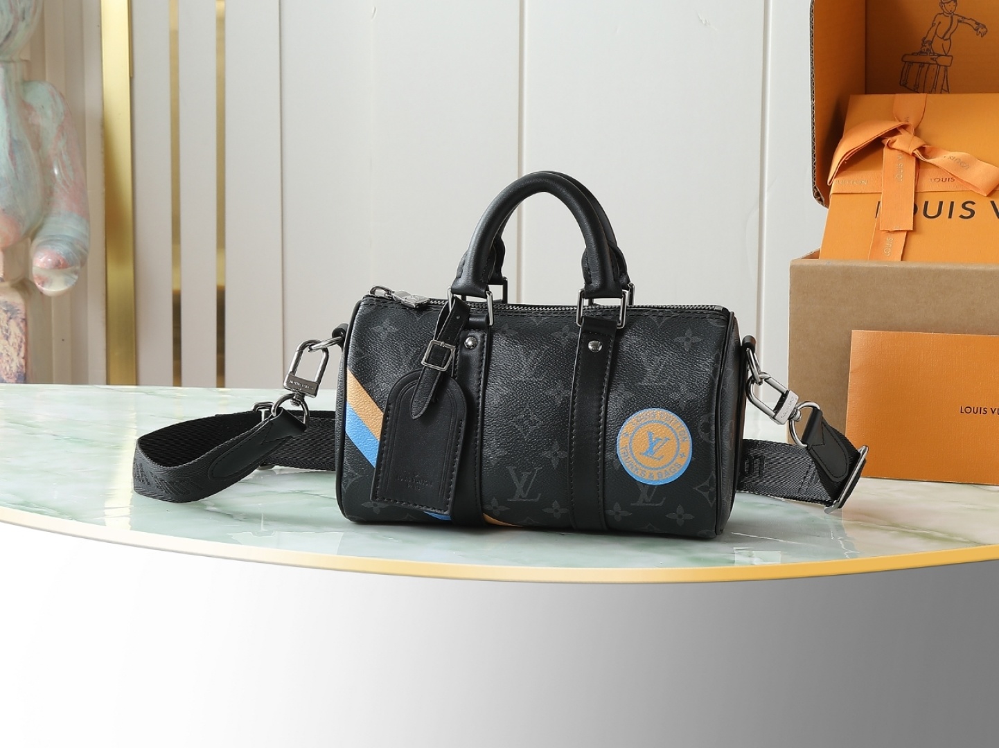 【顶级原单 独家实拍】黑花丝印 男包枕头包 本款 Keepall 25 手袋 取材 Monogram E