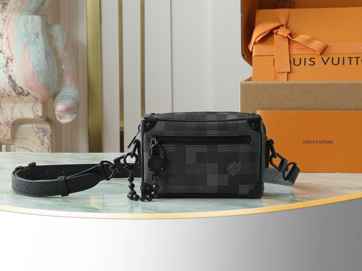 【顶级原单 独家实拍】 M14922 本款Mini Soft Trunk手袋为Damoflage Bla
