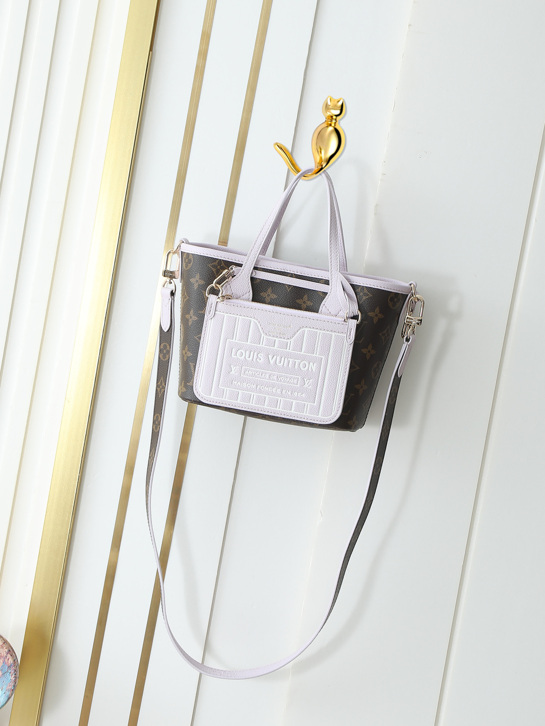 M25656 Presbicia Púrpura Bolsa de Compras Serie Neverfull Bandoulière Inside Out BB Bolso