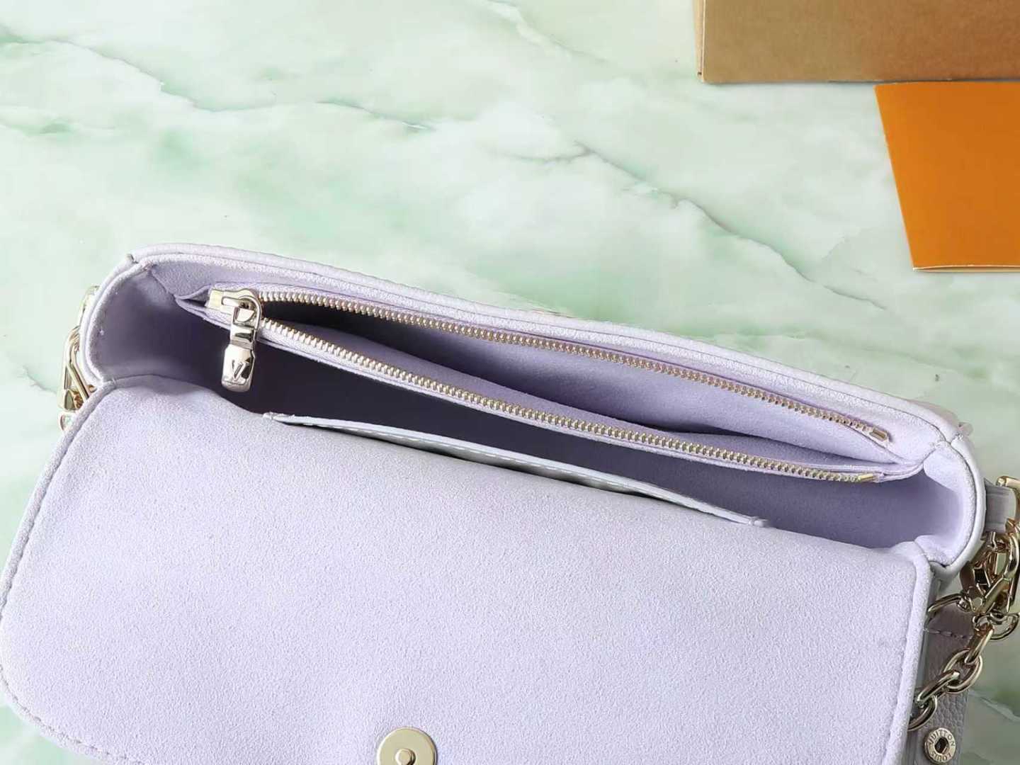【顶级原单 独家实拍】M25714紫色 M82210 全皮链条腋下包 WALLET ON CHAIN I