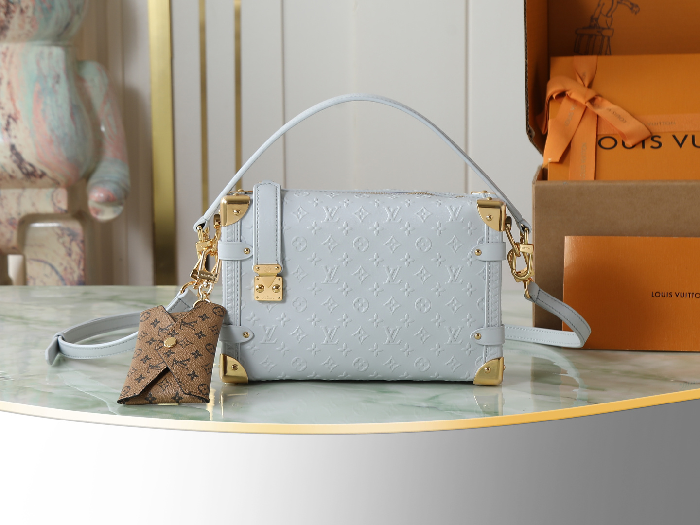 P700 [Pedido original superior, toma real exclusiva] M25602 gris con bolso pequeño, caja blanda completamente de cuero …