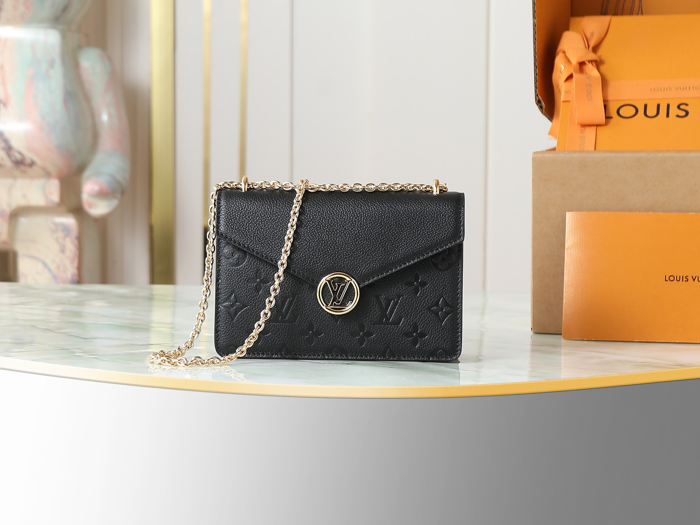 Louis Vuitton Rosy Chain Wallet Monogram Empreinte Leather Black