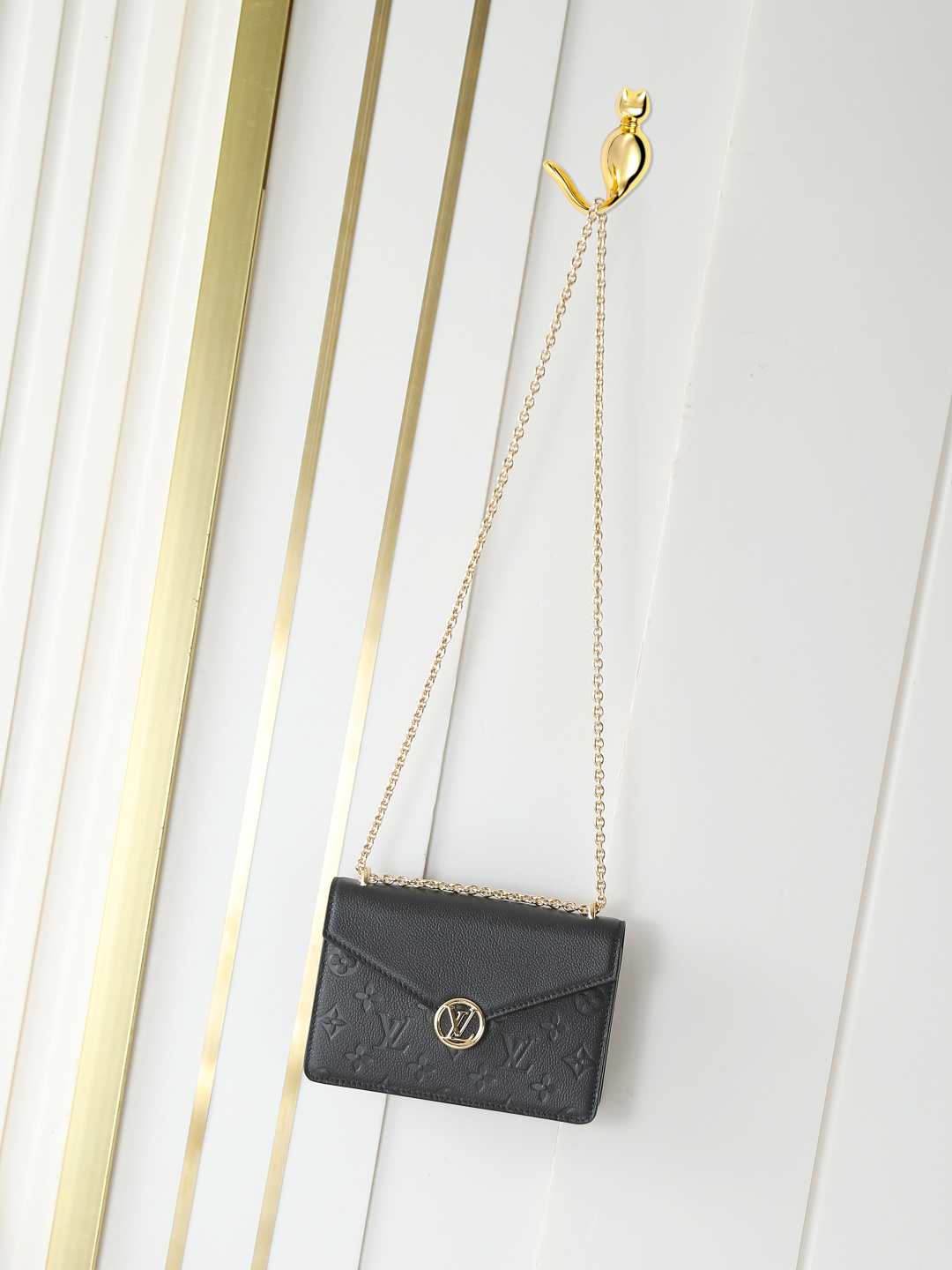 M13569 serie de bolsos de cadena Portefeuille chaîne Rosy negro