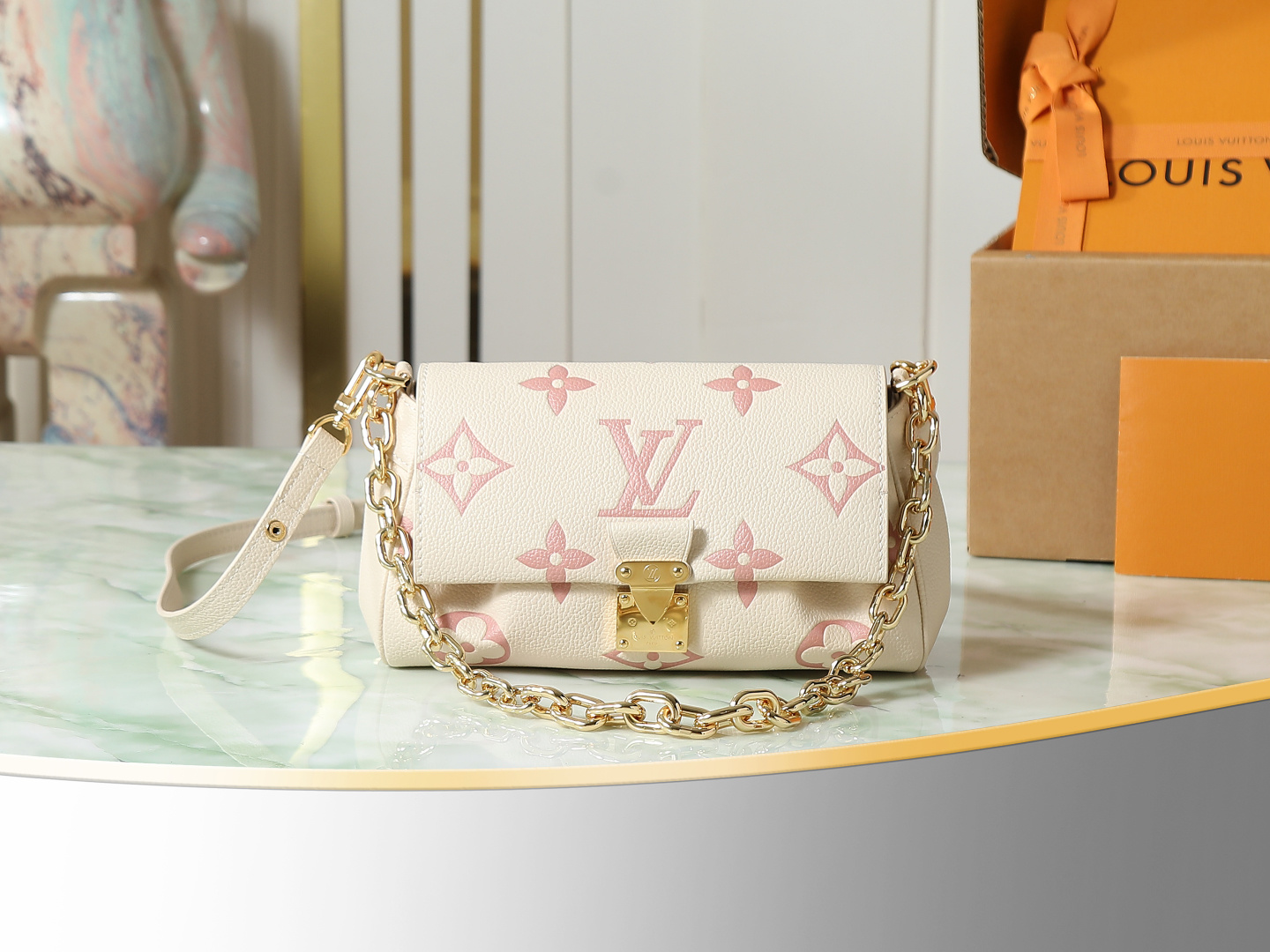 P640 [Pedido original superior, toma real exclusiva] M45813 M46393 Serie de bolsos de cadena totalmente de cuero rosa c…
