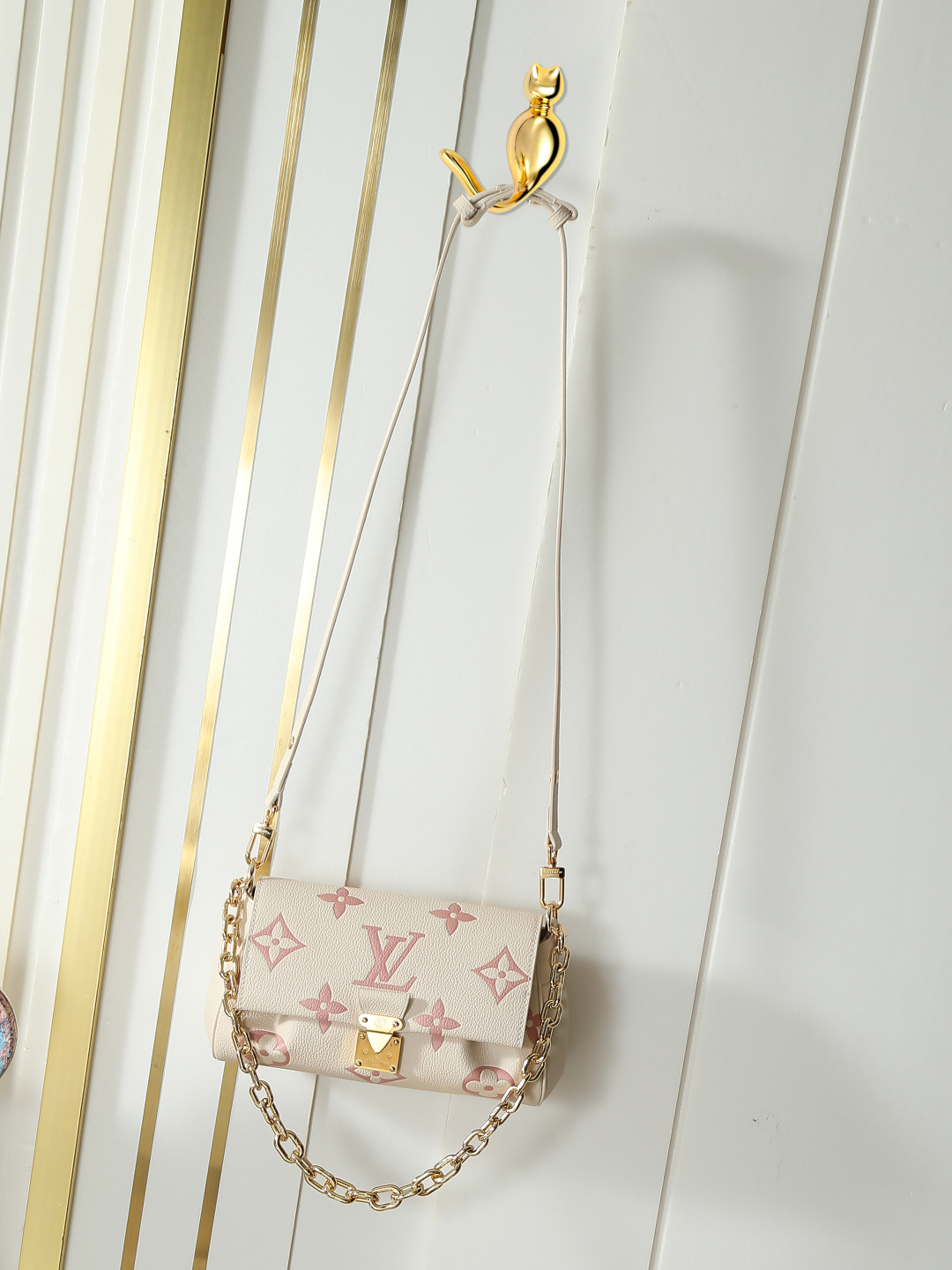 M45813 blanco leche M46393 bolso de cadena de cuero completo serie Bolso favorito