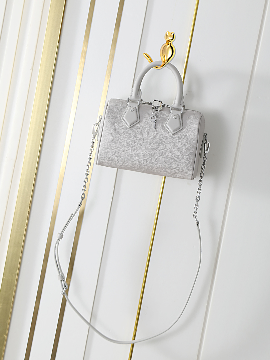 M28343 gris niebla M58953 bolso speedy almohada piel repujada bolso SPEEDY BANDOULIÈRE 20