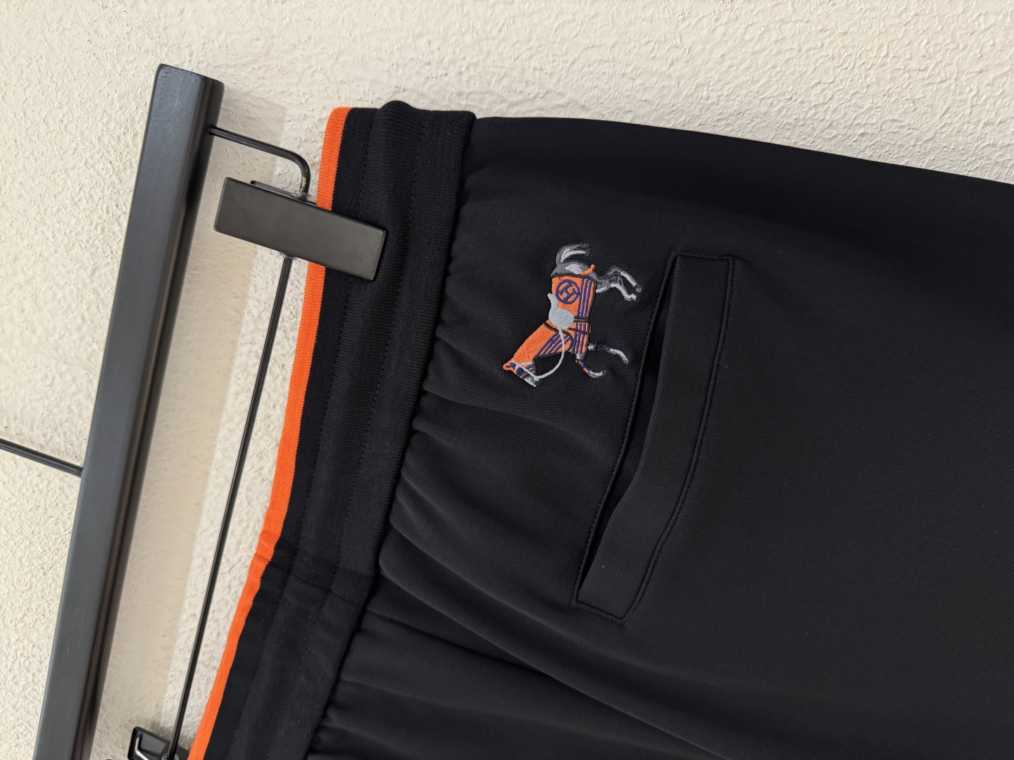 Hermes Black Hoodie and Joggers Set with Orange Trim & Horse Embroidery 8 cmp i1756599875655 1480 0 7