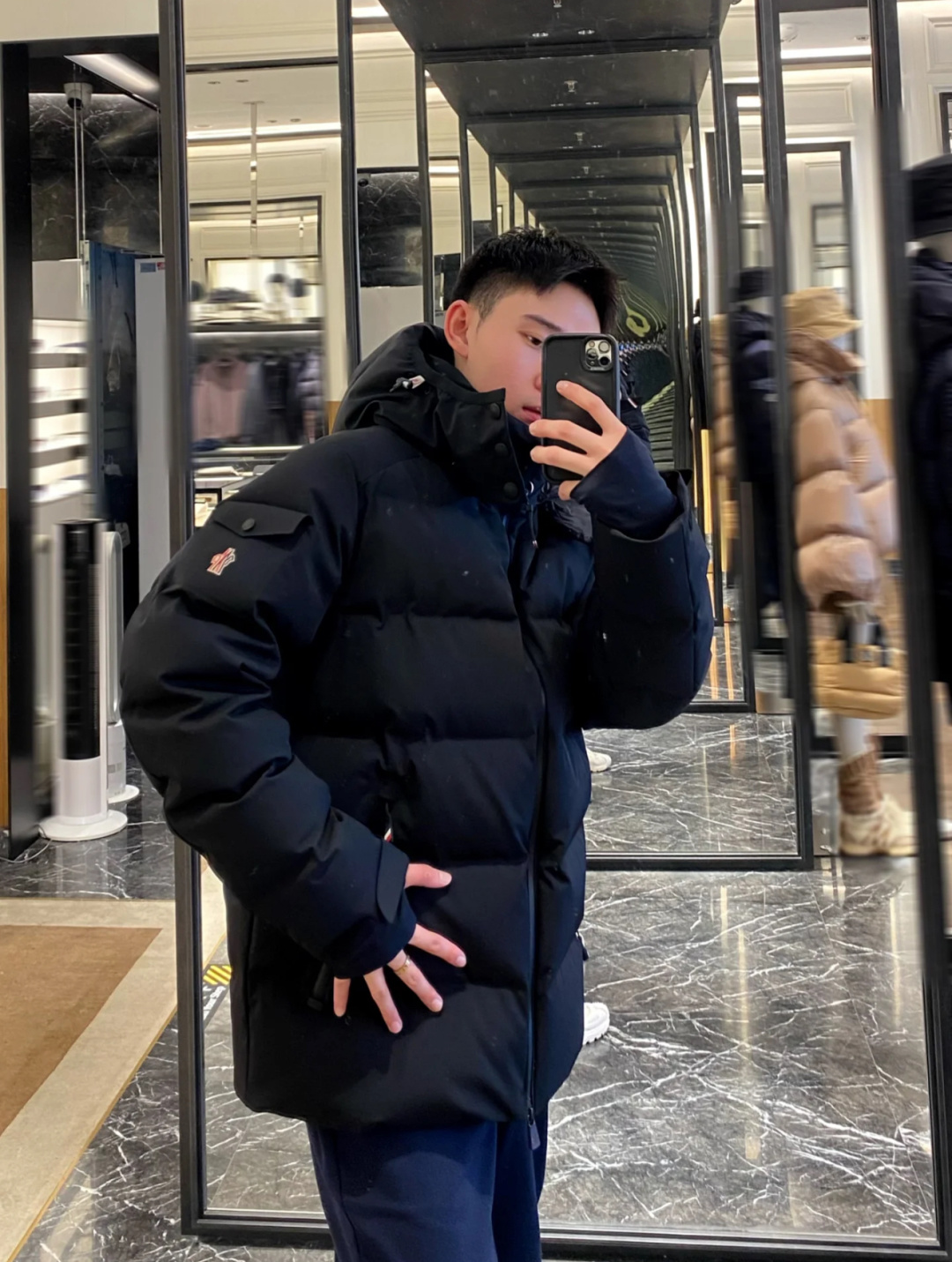 上身效果｜Moncler Montgetech高端男士短款羽绒夹克外套.