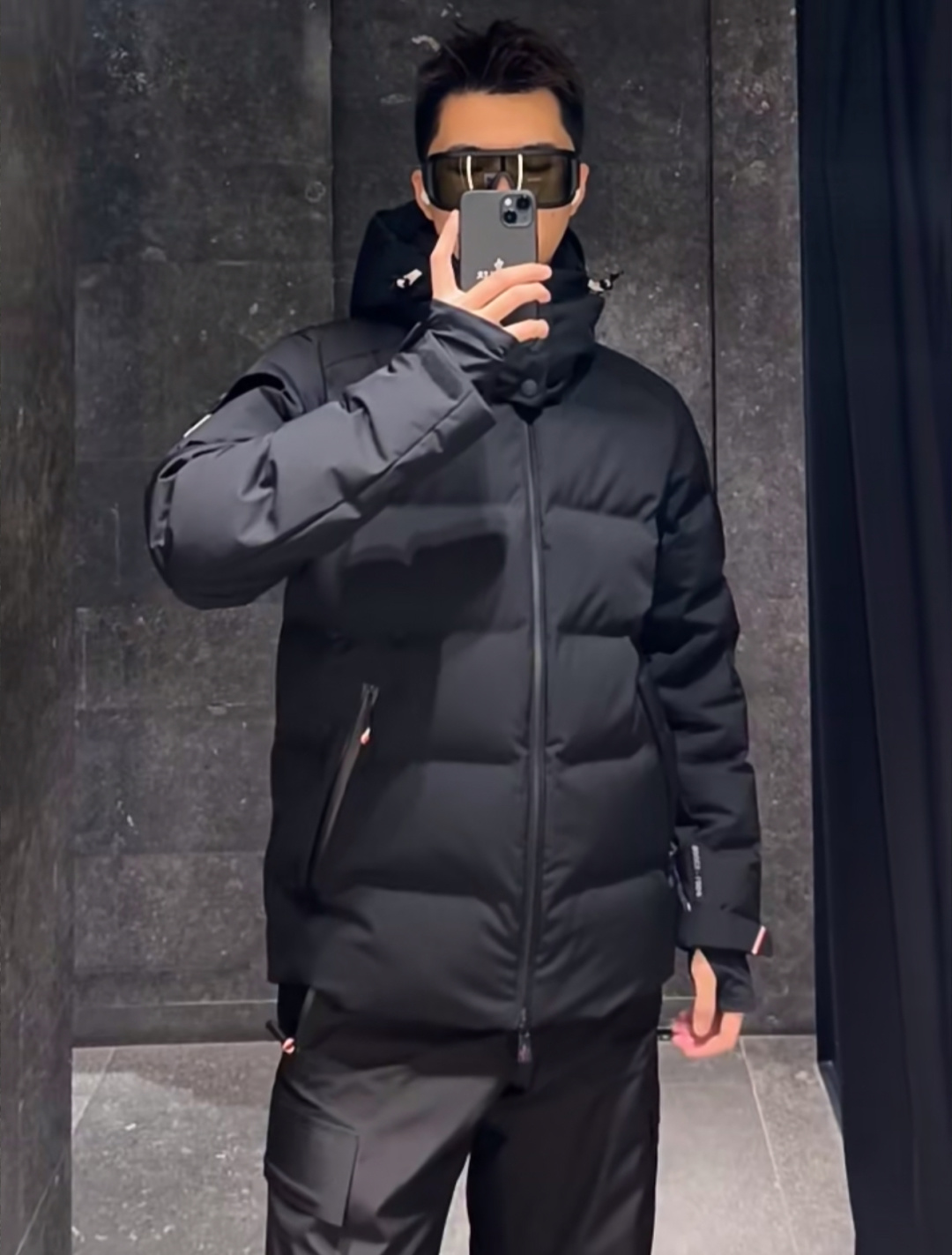 上身效果｜Moncler Montgetech高端男士短款羽绒夹克外套.