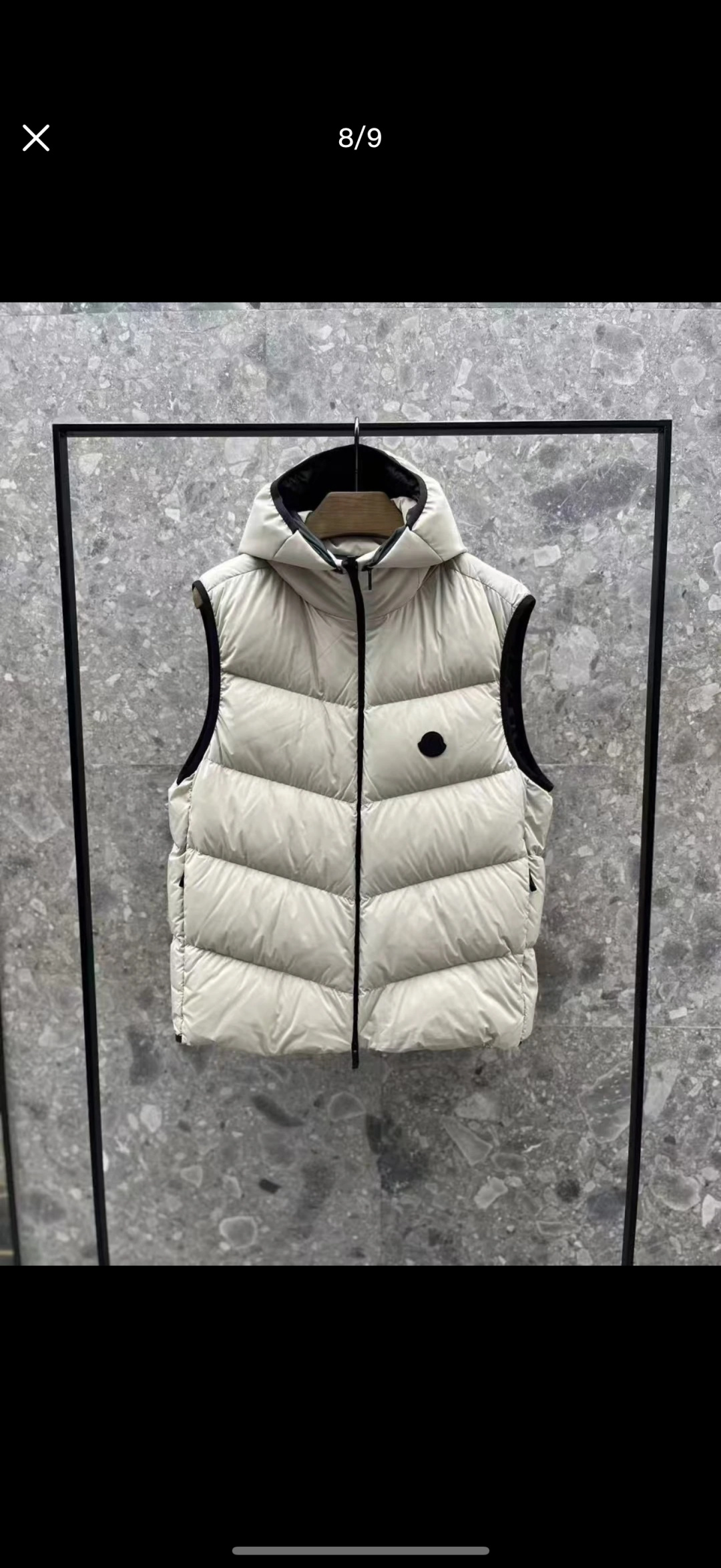 Moncler Guersac男士斜纹绗缝连帽羽绒马甲.柜台实拍参考.
