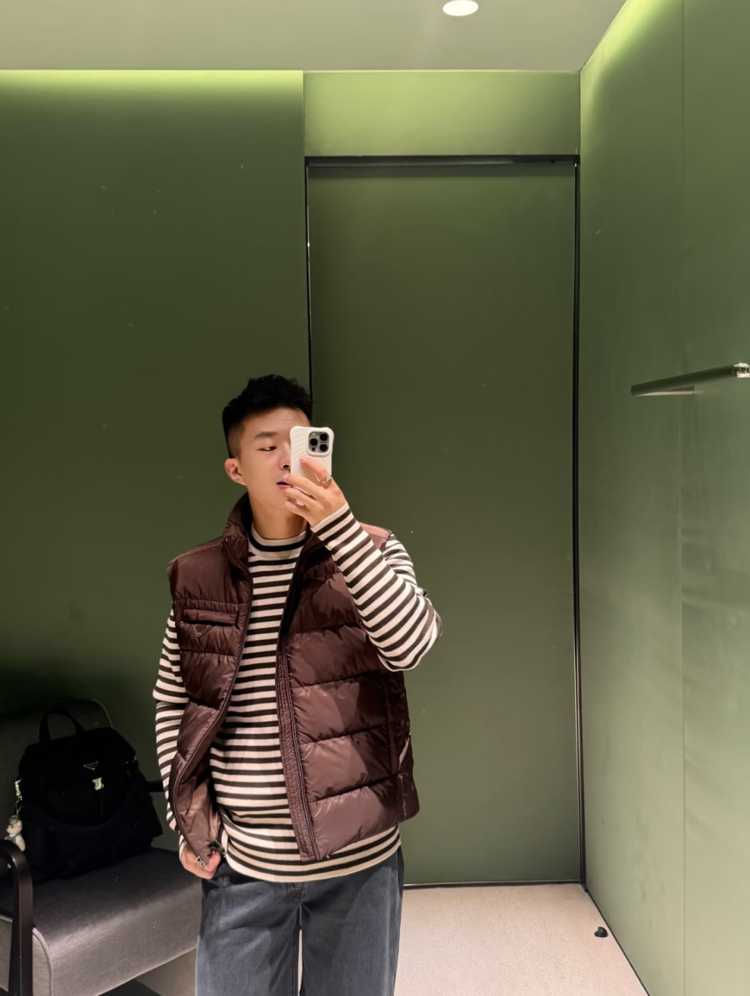 上身效果｜PRADA Re-Nylon 2025全新限定配色可可棕.经典羽绒马甲.这个配色真的绝了.必须