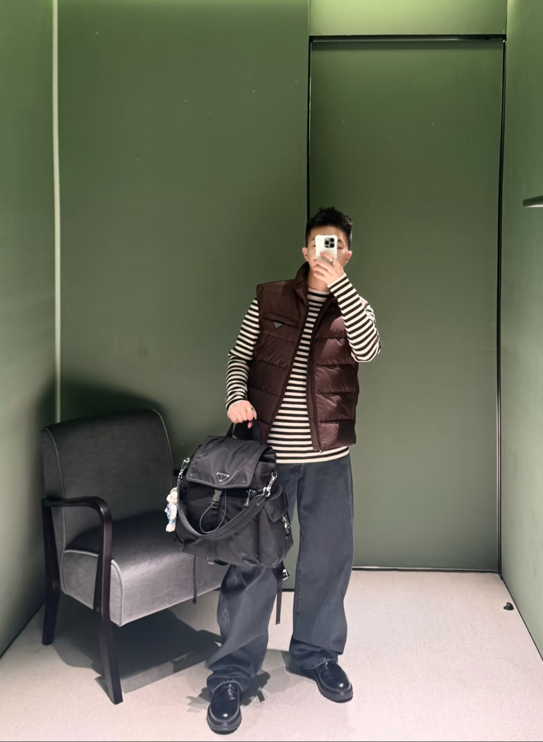 上身效果｜PRADA Re-Nylon 2025全新限定配色可可棕.经典羽绒马甲.这个配色真的绝了.必须