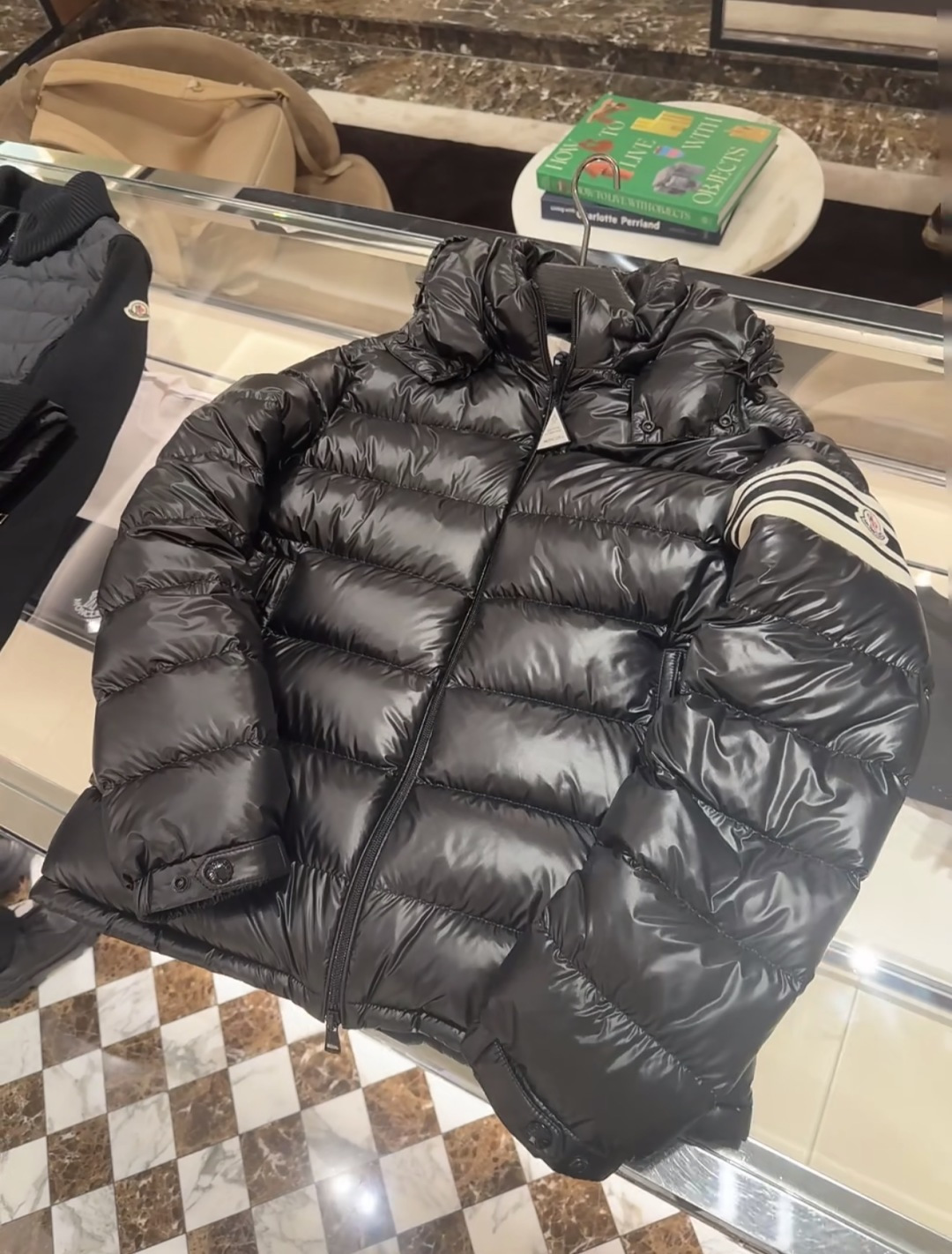 Moncler Landre条纹拉链连帽长袖夹克外套.柜台实拍参考.