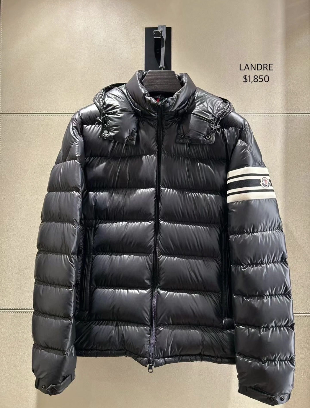 Moncler Landre条纹拉链连帽长袖夹克外套.柜台实拍参考.