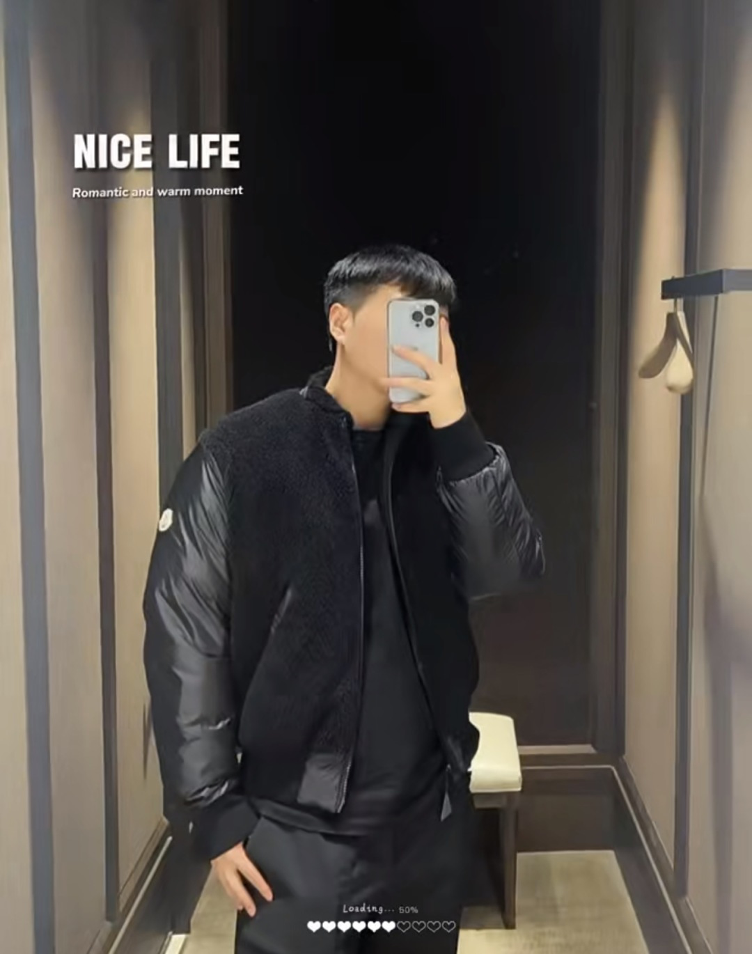 上身效果｜Moncler Maulevrier男士双面泰迪绒飞行员羽绒夹克外套.两面穿搭.双重锁温.