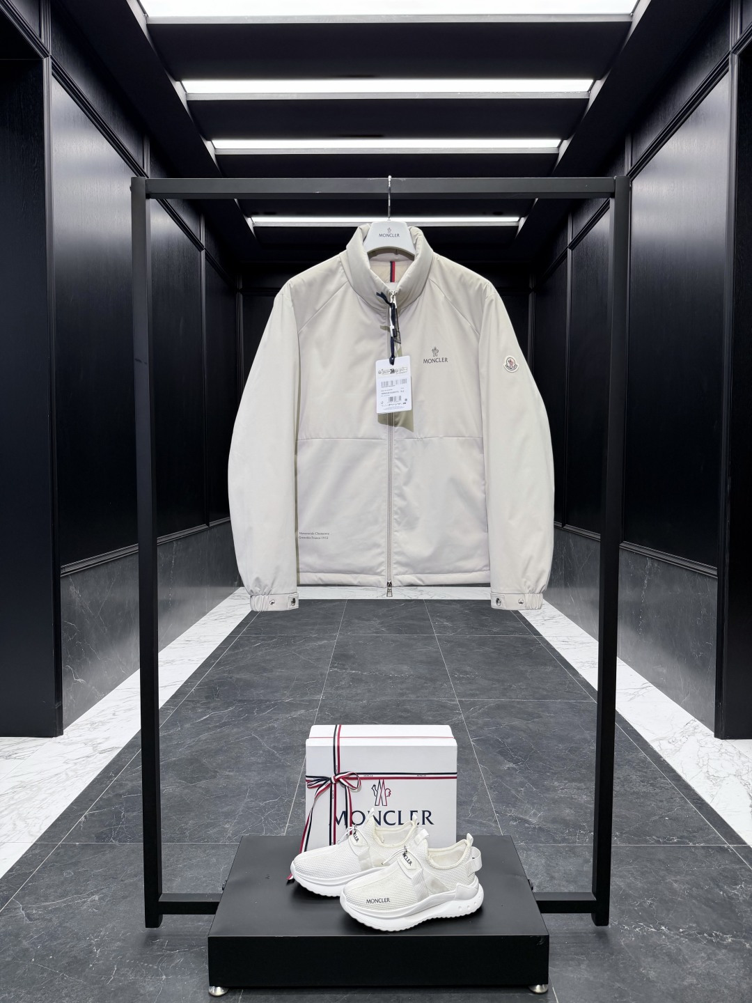 Moncler White Stand Collar Zip Jacket